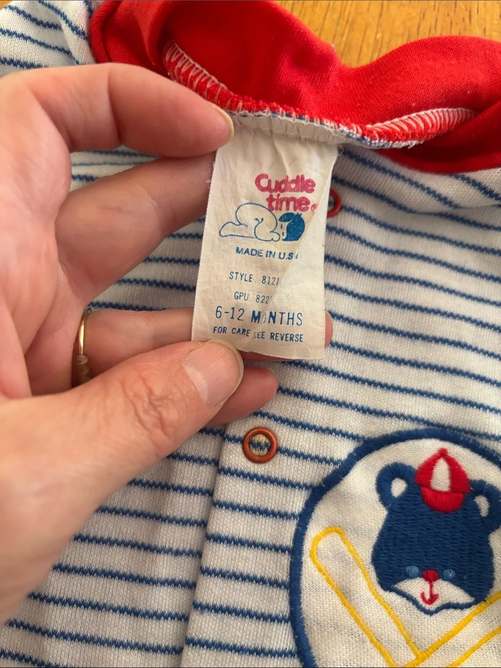 Vintage Baby Cuddle Time Bear Baseball Pajamas 6-12 months
